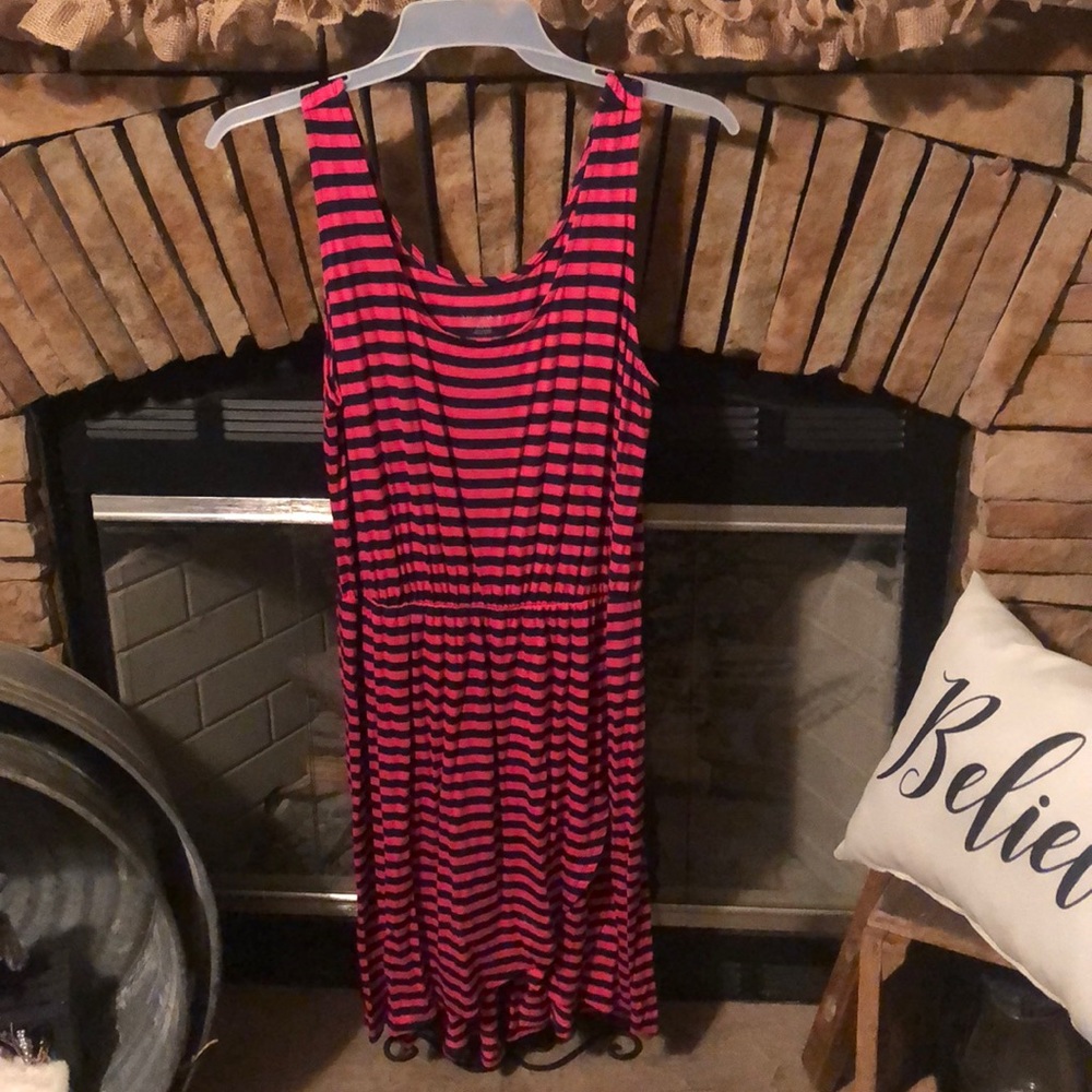 Navy/pink stripe tank top dress (size XL)